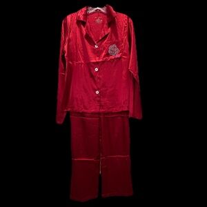 ♥️  NWT Betsey Johnson Collared Red Long sleeve Top and Long Pants Pajamas Set ❤